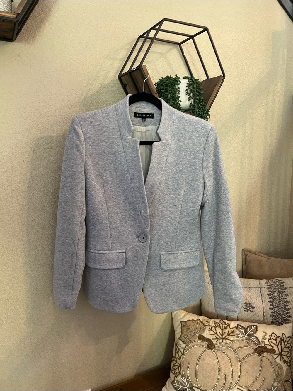 Gibsonl Light Gray Women's Notch Collar Single-Button Blazer